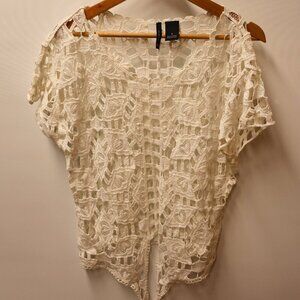New Directions Summer Lace Top Tie Front Sleeveless White Women Size Small